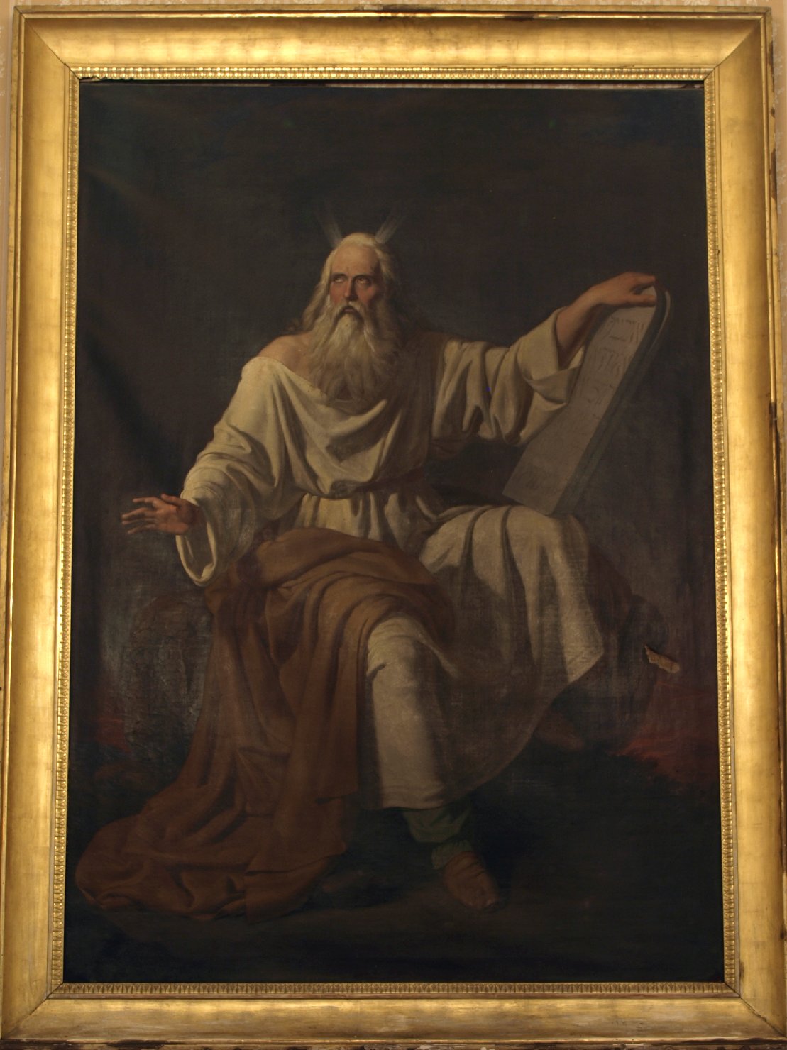 Mosè sul monte Sinai che riceve le tavole del decalogo (dipinto, opera isolata) - ambito campano (prima metà sec. XIX)