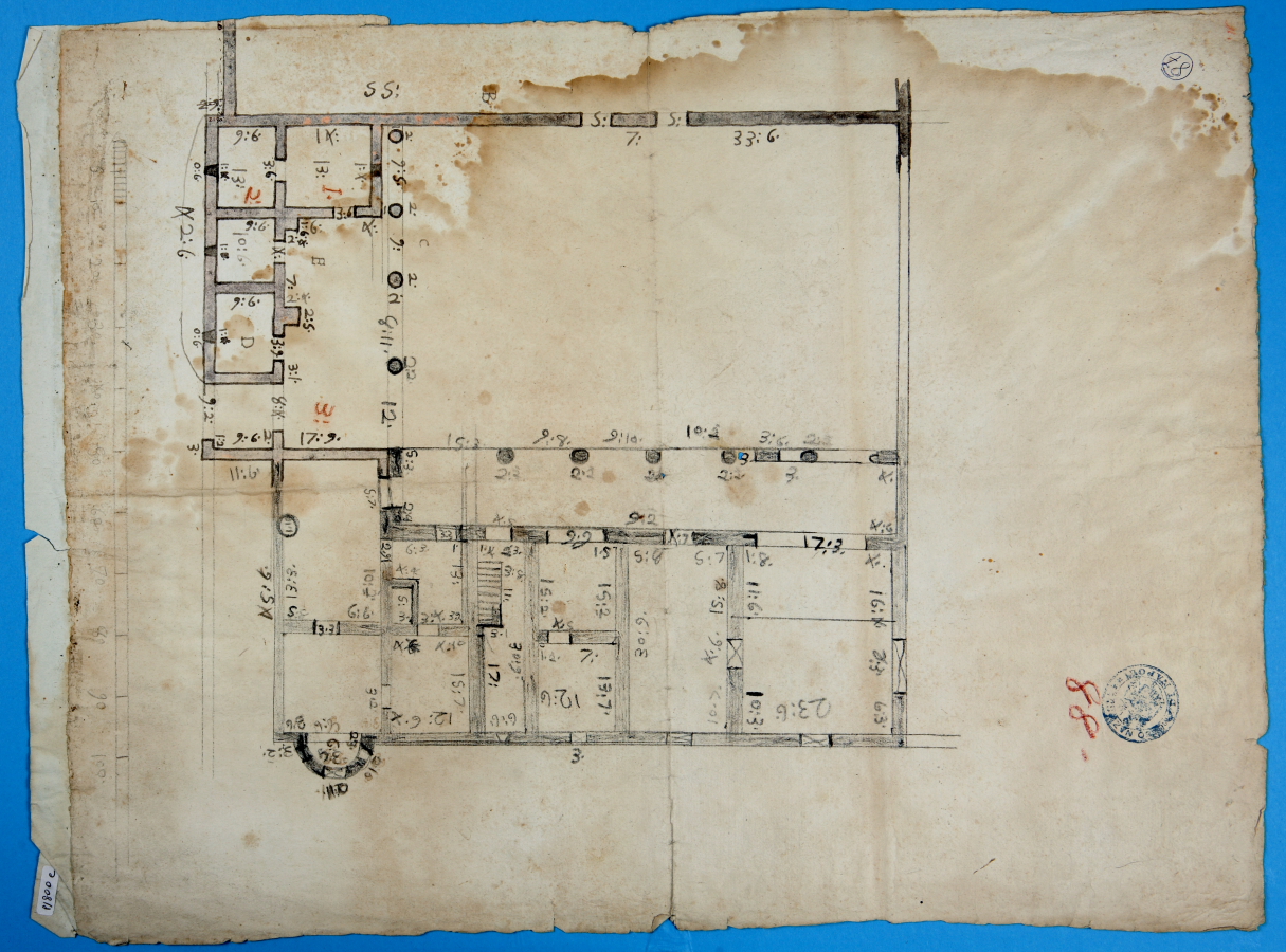 planimetria di villa rustica (disegno) - ambito napoletano (seconda metà sec. XVIII)