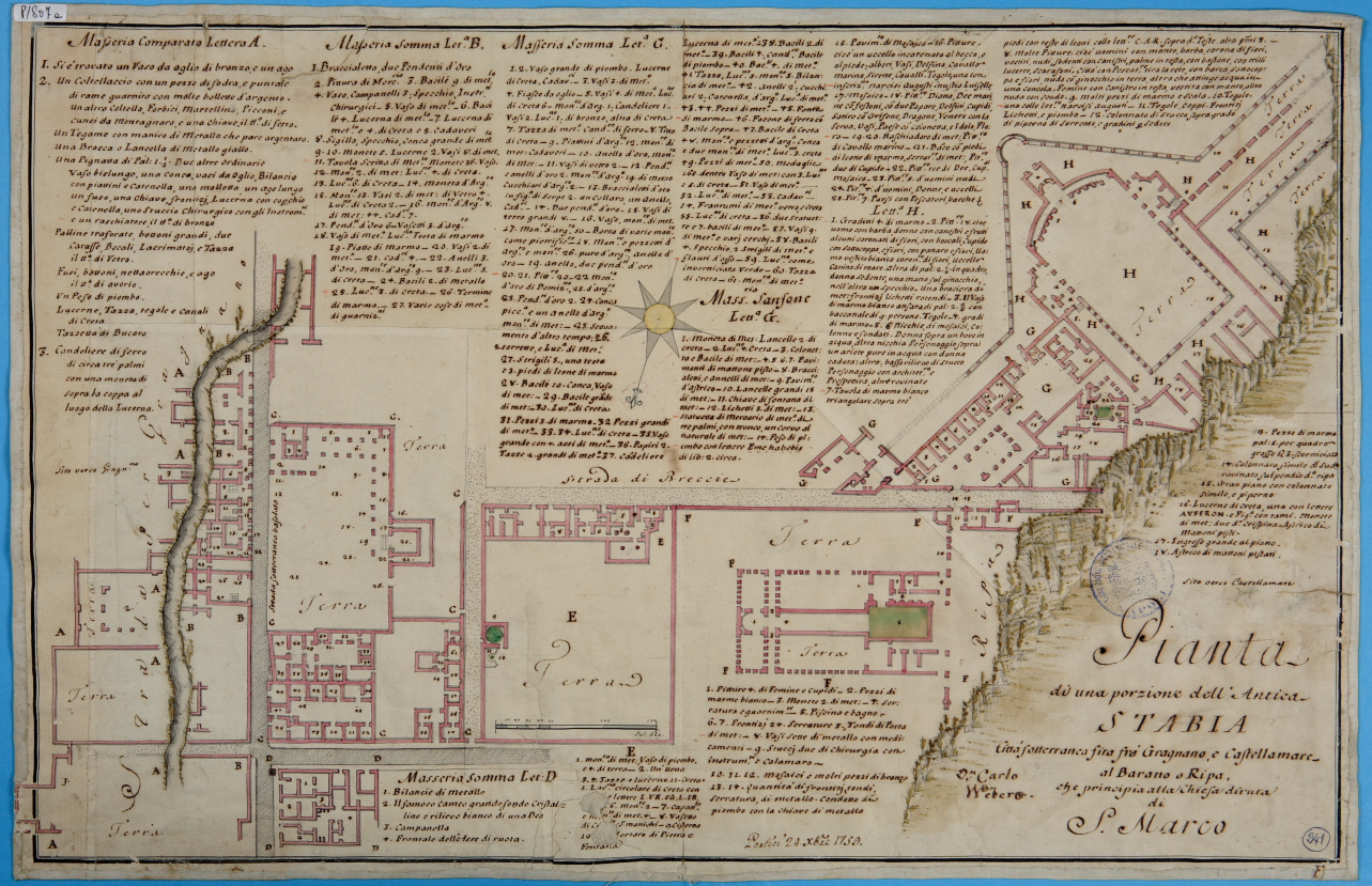 planimetria villa S. Marco a Stabia (disegno) di Weber Carlo (terzo quarto sec. XVIII)