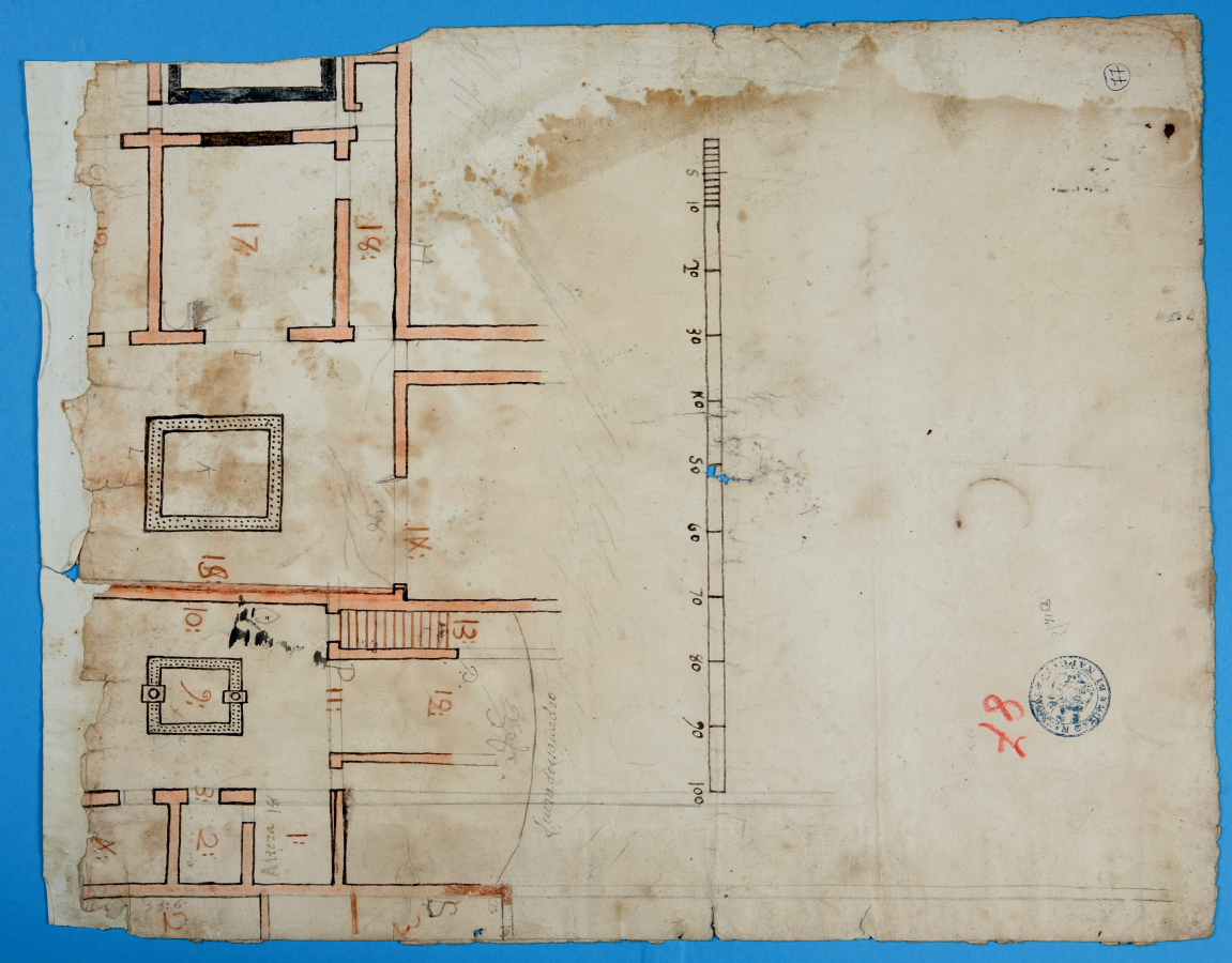 pianta di domus (disegno) - ambito napoletano (terzo quarto sec. XVIII)