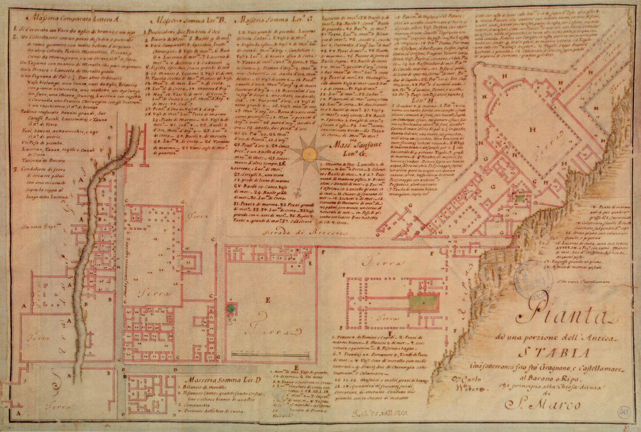 planimetria villa S. Marco a Stabia (disegno) di Weber Carlo (seconda metà sec. XVIII)