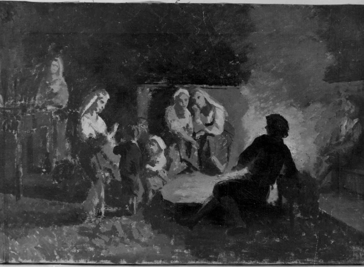 famiglia di contadini (dipinto, opera isolata) di Lenzi Michele (attribuito) (metà sec. XIX)