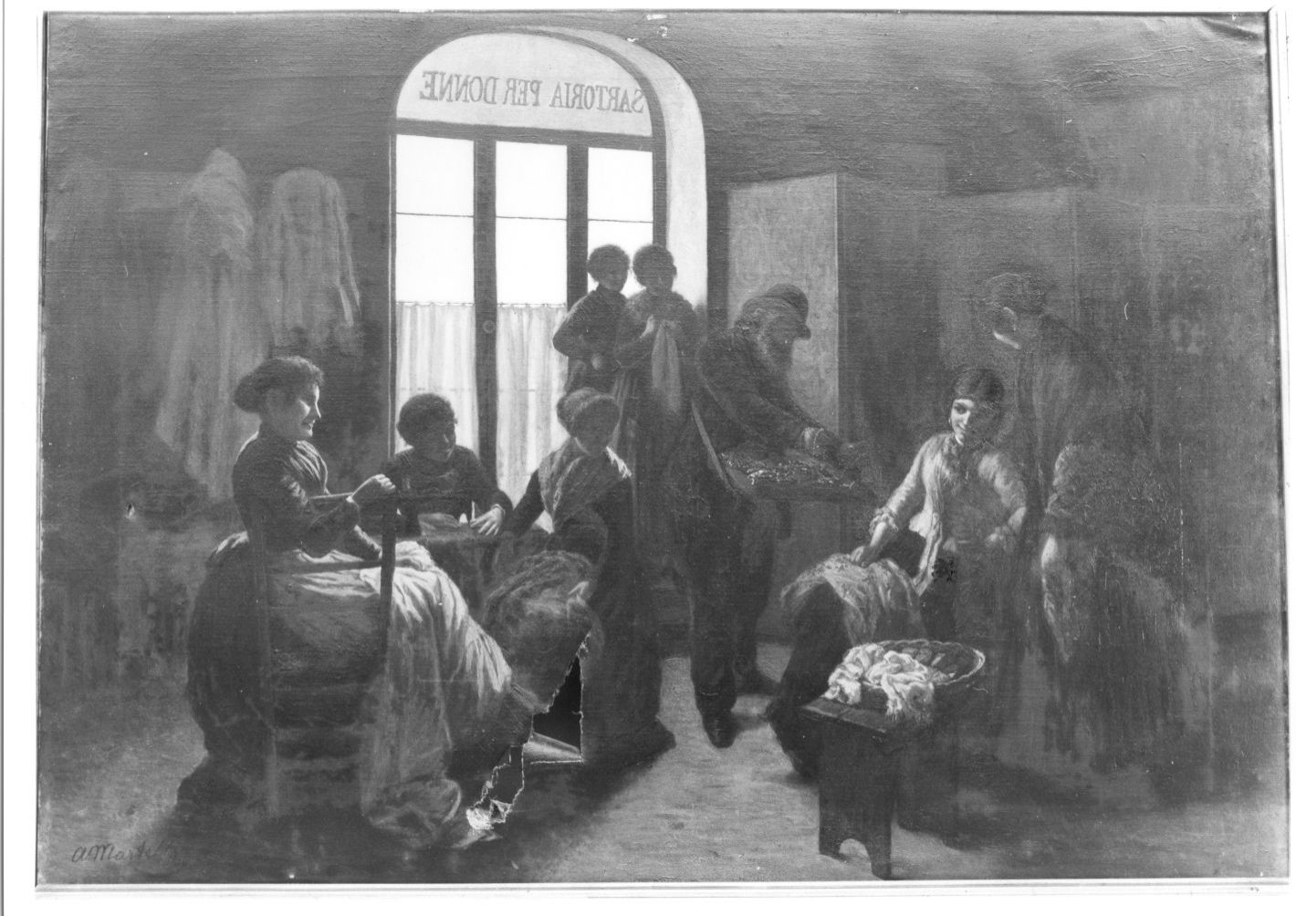 donne in un interno (dipinto, opera isolata) di Martelli Achille (seconda metà sec. XIX)