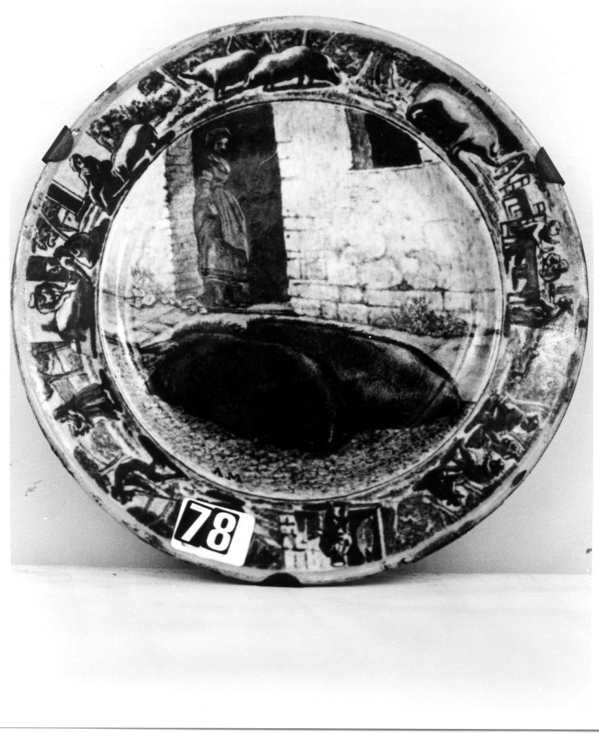 paesaggio con animali (piatto) di Martelli Achille (attribuito) (seconda metà sec. XIX)