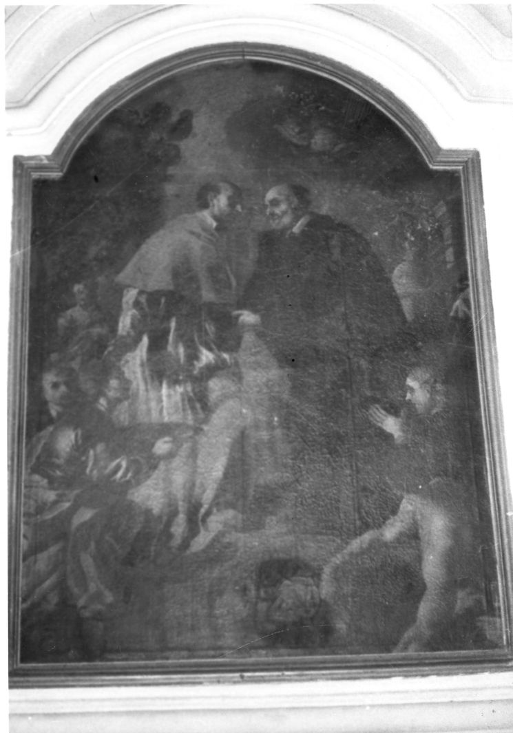 San Filippo Neri incontra San Carlo Borromeo (dipinto) di Giordano Luca (scuola) (prima metà sec. XVIII)