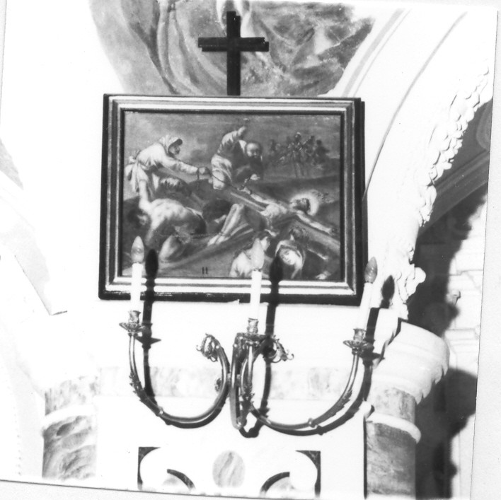 stazione XI: Gesù inchiodato alla croce (dipinto, ciclo) di Ricciardi Michele (sec. XVIII)