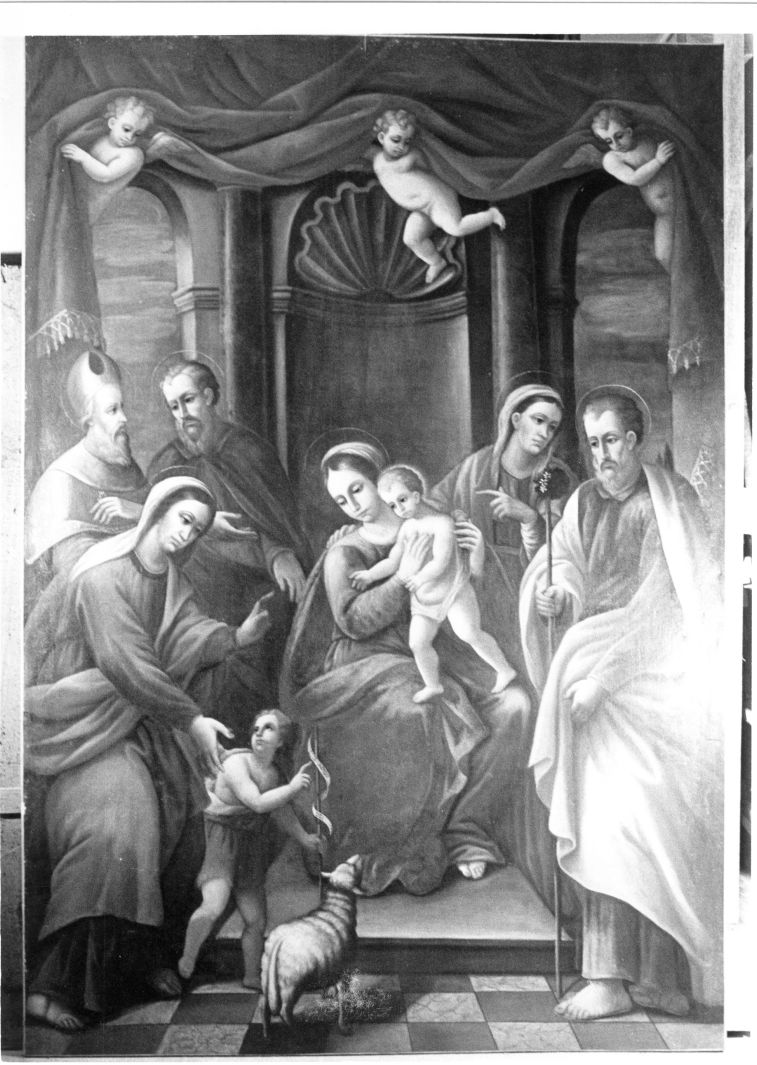 visita della Sacra Famiglia a Sant'Elisabetta, San Zaccaria e San Giovanni Battista (dipinto) - ambito campano (sec. XVII)