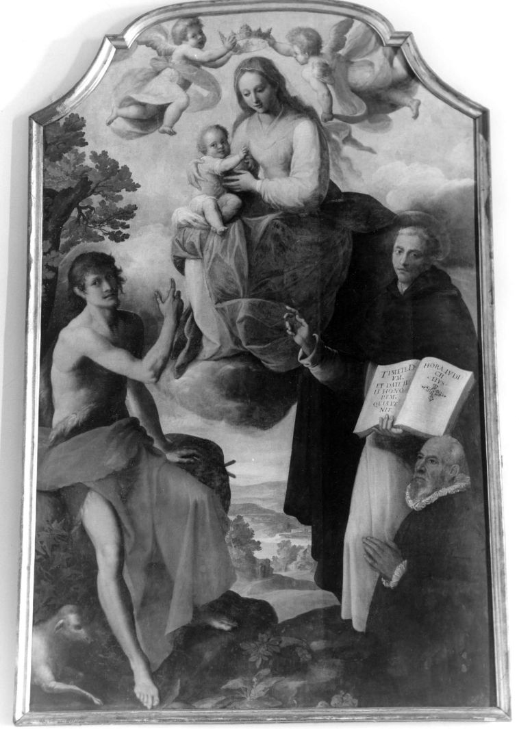 Madonna con Bambino Santi e donatore (dipinto) - ambito Italia meridionale (metà sec. XVII)