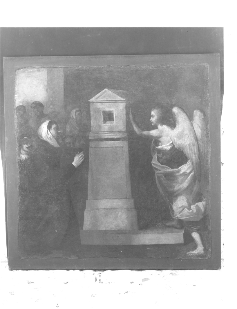 Santa Lucia in ginocchio sulla tomba di Sant'Agata (dipinto) di Guarino Francesco (bottega) (prima metà sec. XVII)