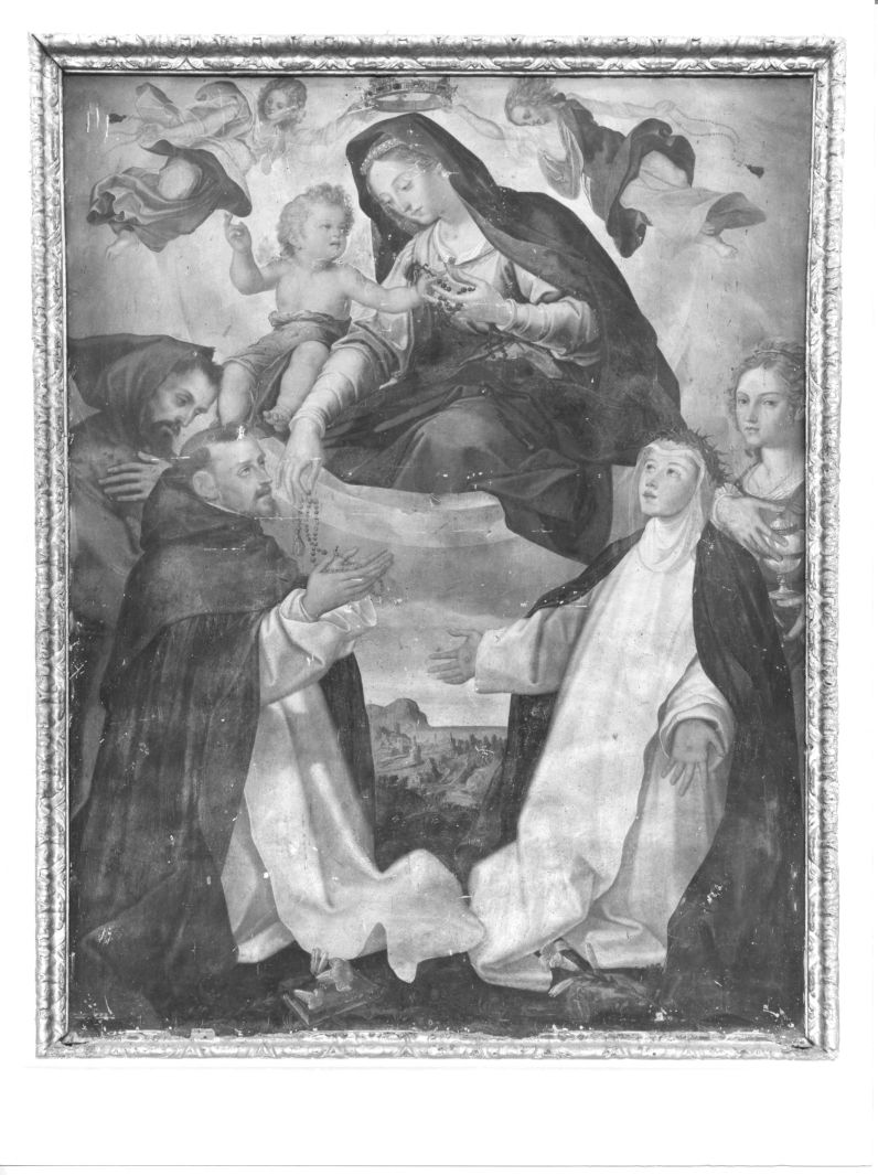 Madonna del Rosario con Santi (dipinto) di Curia Francesco (cerchia) (fine/inizio secc. XVI/ XVII)