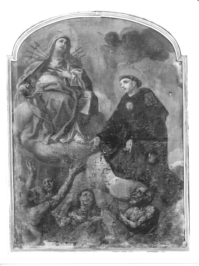 San Nicola da Tolentino intercede per le anime del purgatorio (dipinto) di Mozzillo Angelo (bottega) (fine sec. XVIII)