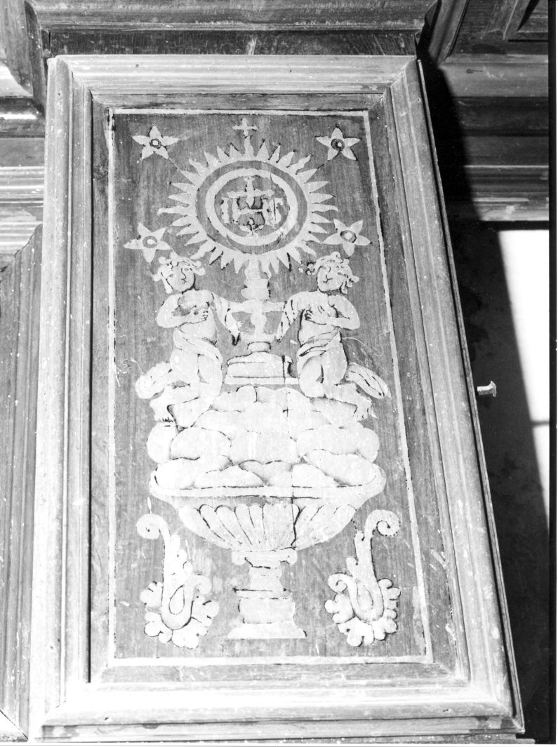 ostensorio sorretto da due angeli (base di lesena, coppia) - bottega campana (sec. XVII)