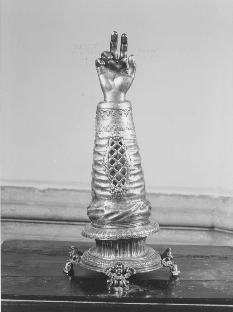 reliquiario antropomorfo - a braccio - bottega campana (sec. XVII)
