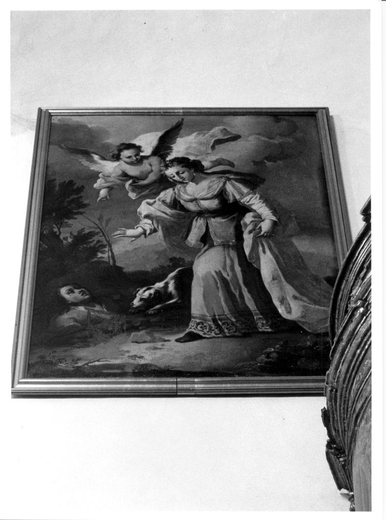 Santa Margherita da Cortona scopre il cadavere dell'uomo amato (dipinto) di Guarino Domenico (attribuito) (primo quarto sec. XVIII)