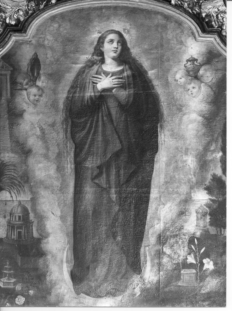 Madonna Immacolata (dipinto, opera isolata) di Azzolino Giovanni Bernardino (attribuito) (sec. XIX)
