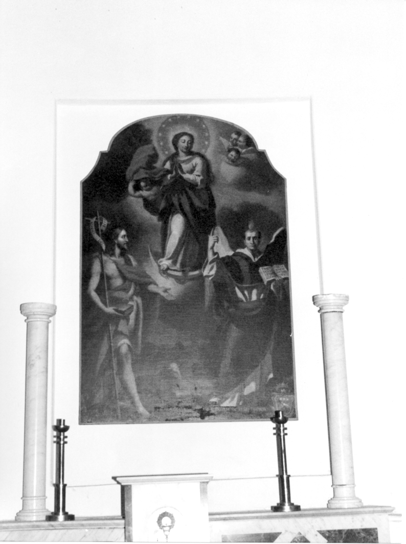 Madonna Immacolata e San Giovanni Battista e San Vincenzo Ferrer (dipinto) di Natale Carmine (sec. XVIII)