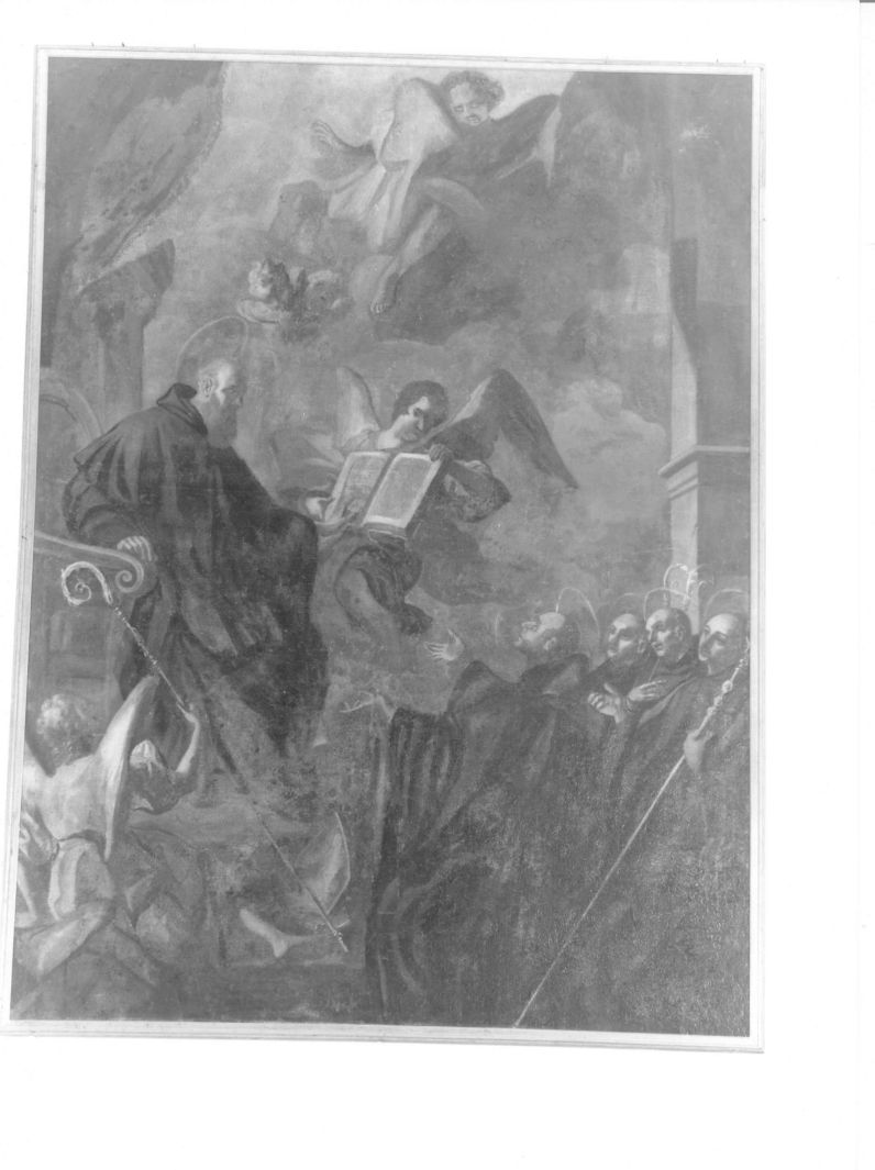 San Benedetto consegna la Regola dell'Ordine (dipinto) - ambito napoletano (sec. XVIII)