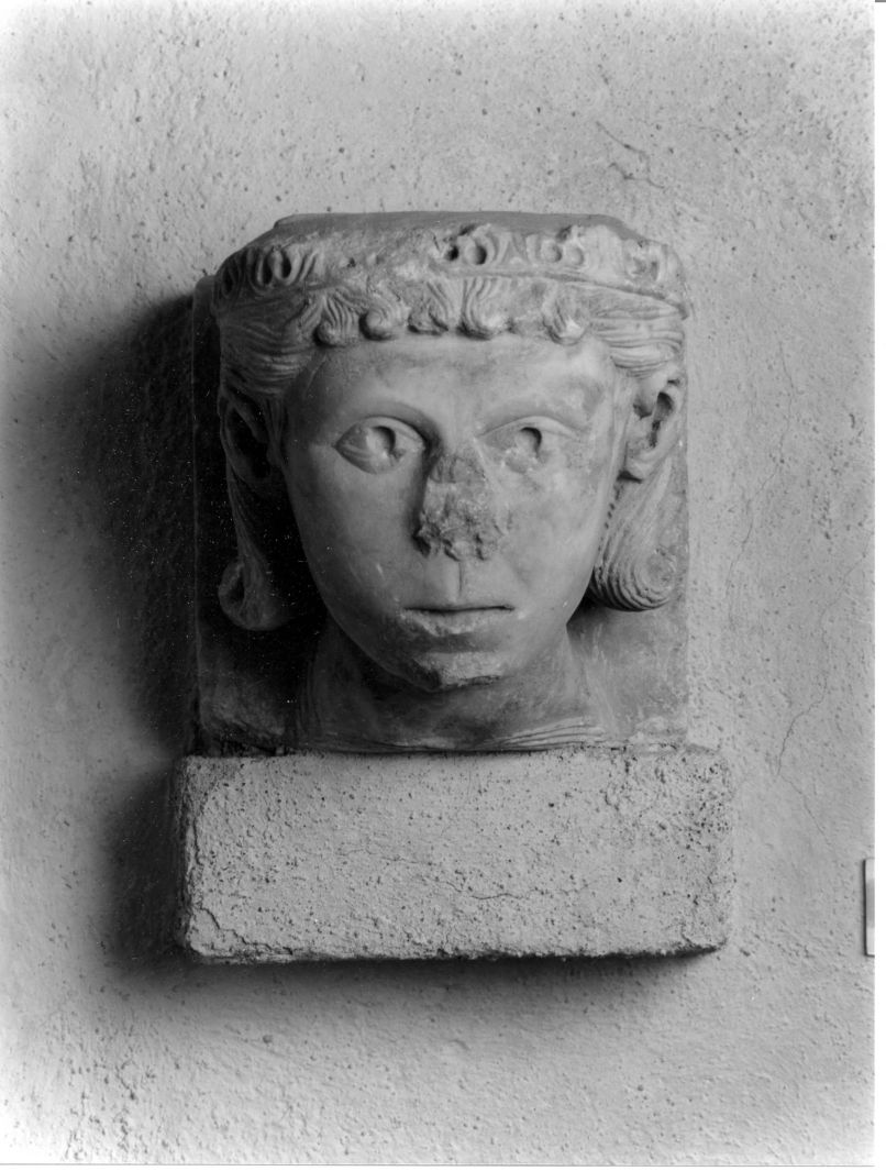 testa d'uomo (scultura) - bottega campana (secc. XIII/ XIV)