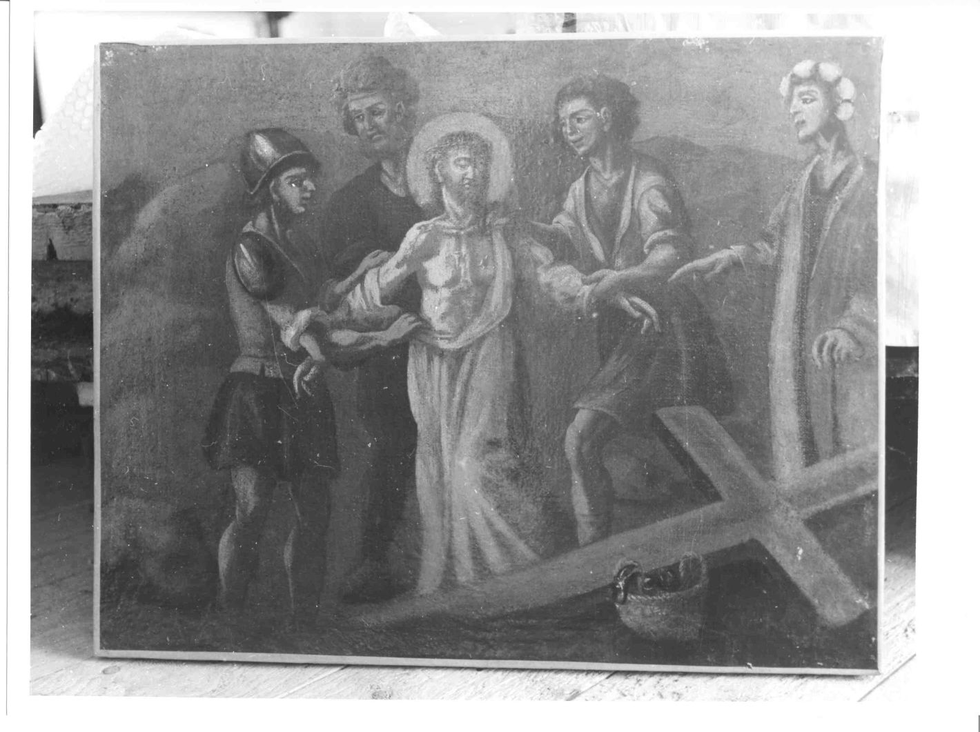 stazione X: Gesù spogliato e abbeverato di fiele (dipinto, elemento d'insieme) - ambito campano (sec. XVIII)
