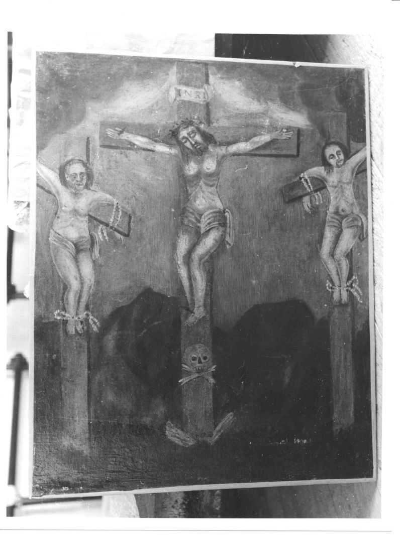 stazione XII: Gesù innalzato e morto in croce (dipinto, elemento d'insieme) - ambito campano (sec. XVIII)