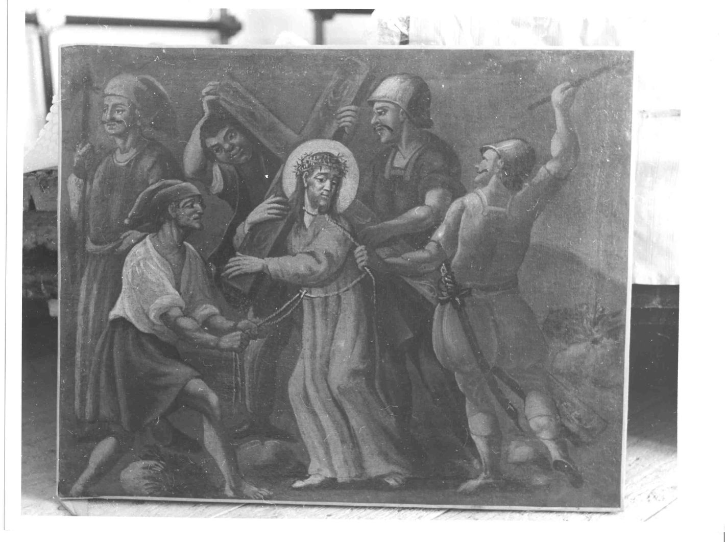 stazione V: Gesù aiutato da Simone il Cireneo a portare la croce (dipinto, elemento d'insieme) - ambito campano (sec. XVIII)