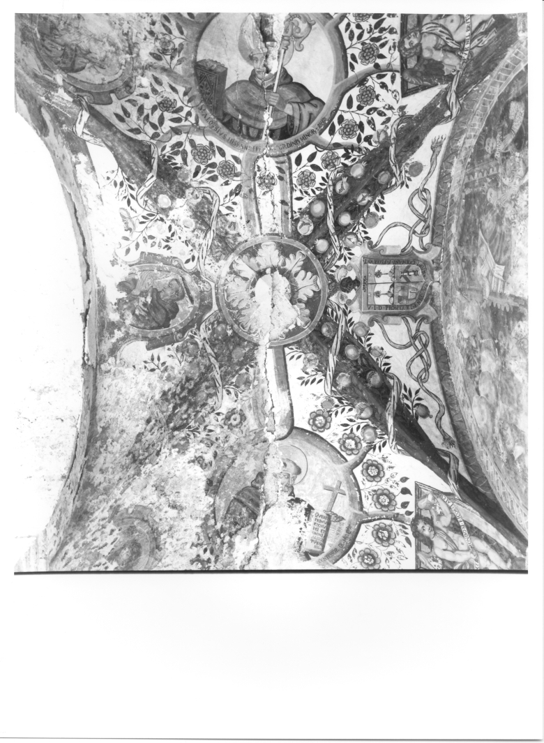 Santi francescani con motivi decorativi floreali e vegetali (dipinto, elemento d'insieme) - ambito campano (metà sec. XVII)
