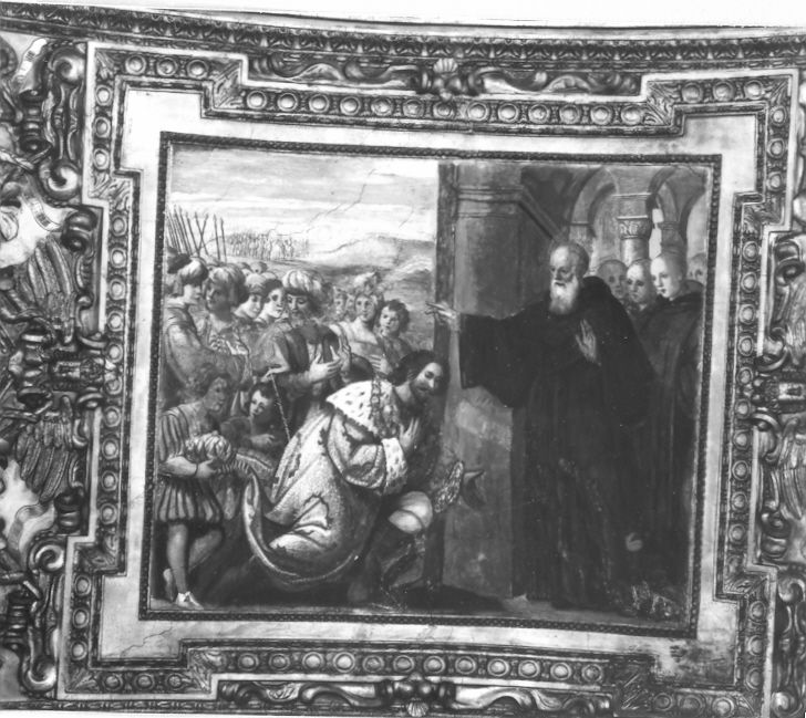 San Benedetto riceve la visita di Totila (dipinto, ciclo) di Solimena Angelo (attribuito) (seconda metà sec. XVII)