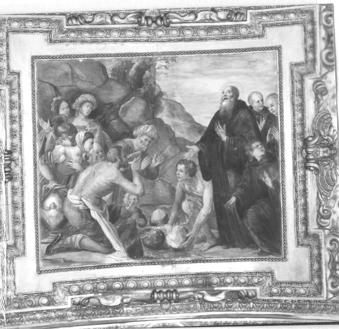 San Benedetto compie il miracolo dell'acqua (dipinto, ciclo) di Solimena Angelo (attribuito) (seconda metà sec. XVII)