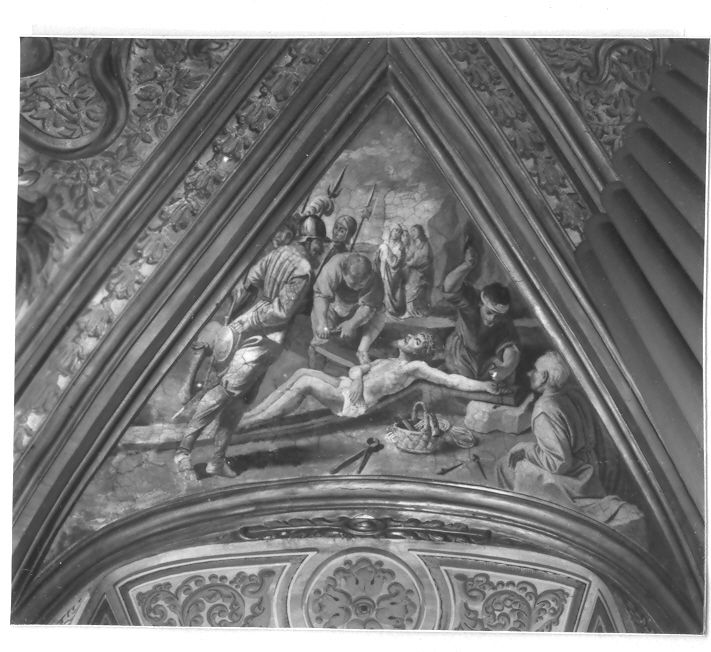 Cristo inchiodato alla croce (dipinto, ciclo) di Solimena Angelo (attribuito) (sec. XVII)