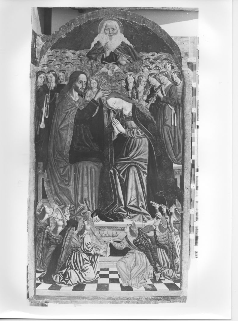 incoronazione di Maria Vergine (dipinto) di Maestro dell'Incoronazione di Eboli (attribuito) (ultimo quarto sec. XV)