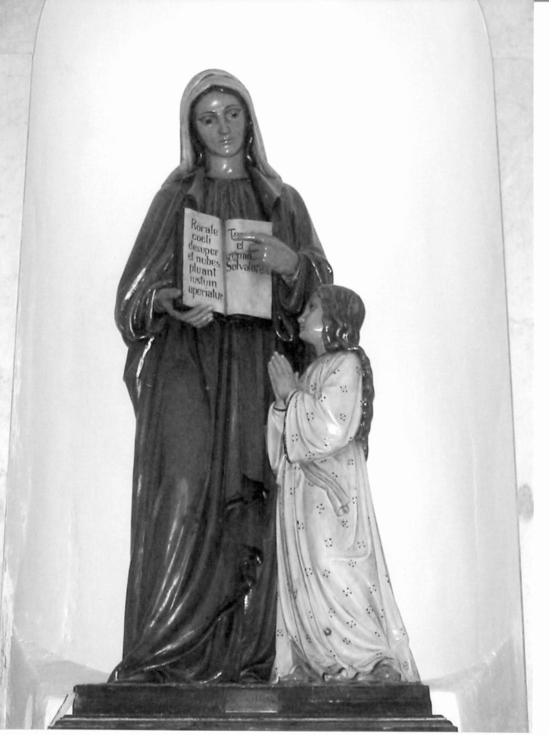 Sant'Anna insegna a leggere a Maria Vergine (gruppo scultoreo, opera isolata) - bottega Italia meridionale (secondo quarto sec. XIX)