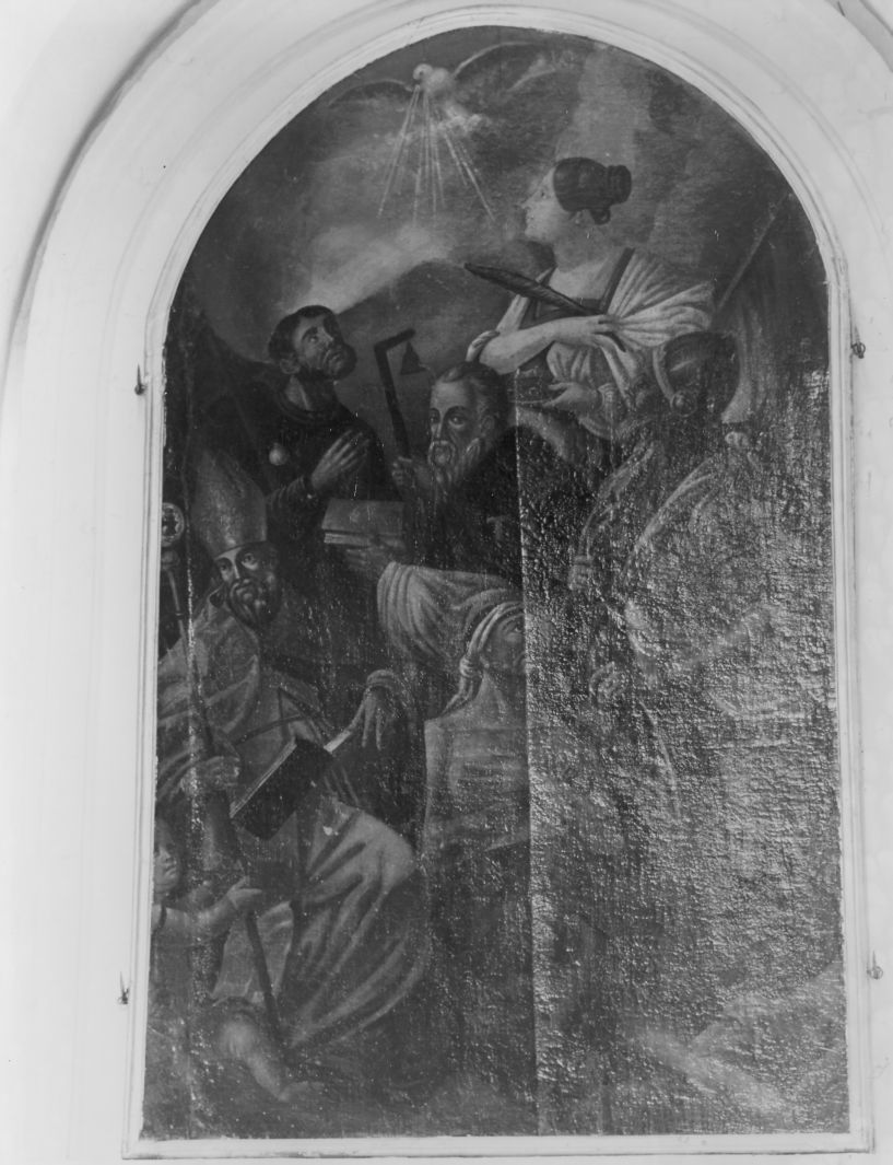 colomba dello Spirito Santo e Santi (dipinto) - ambito napoletano (prima metà sec. XVIII)