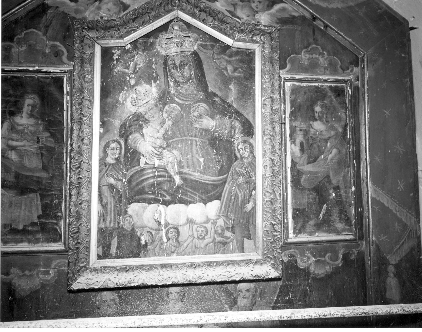 Madonna con personaggi che implorano il suo aiuto (dipinto) - ambito campano (secc. XVII/ XVIII)