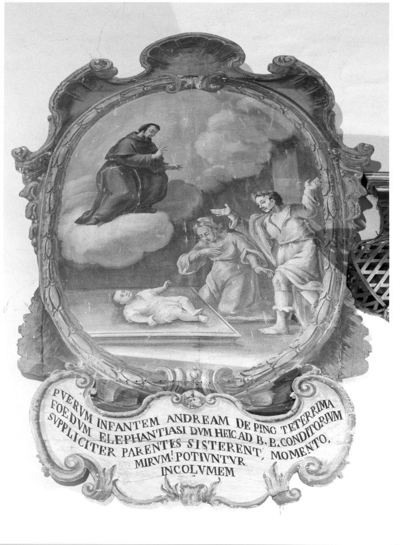 beato Bonaventura da Potenza guarisce il piccolo Andrea de Pino (dipinto) - ambito campano (seconda metà sec. XVIII)