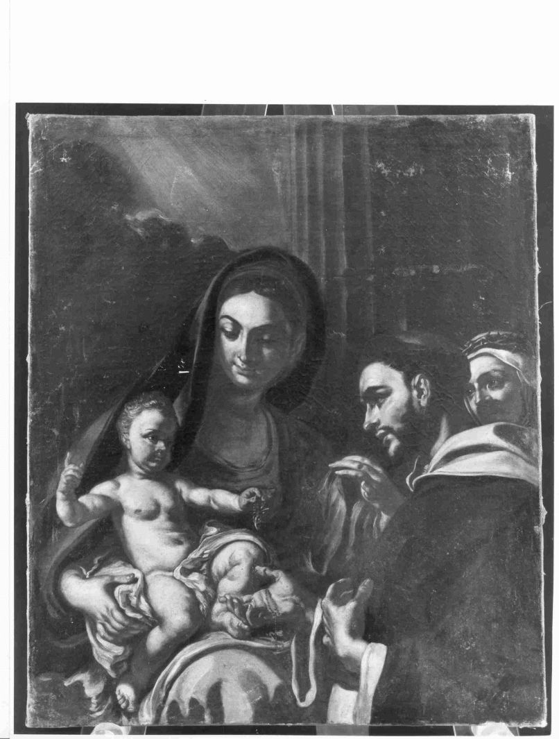 Madonna del Rosario con San Domenico e Santa Caterina da Siena (dipinto) di Solimena Francesco detto Abate Ciccio (maniera) (prima metà sec. XVIII)