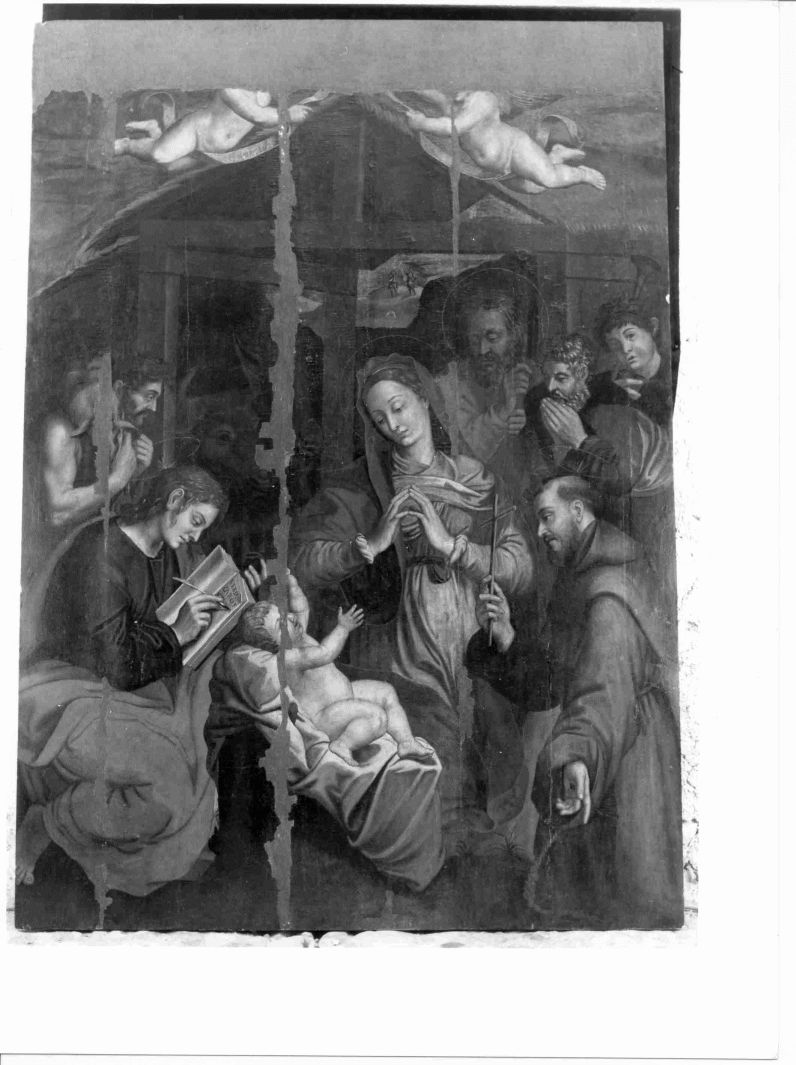 natività di Gesù (dipinto) di Buono Silvestro (scuola) (seconda metà sec. XVI)