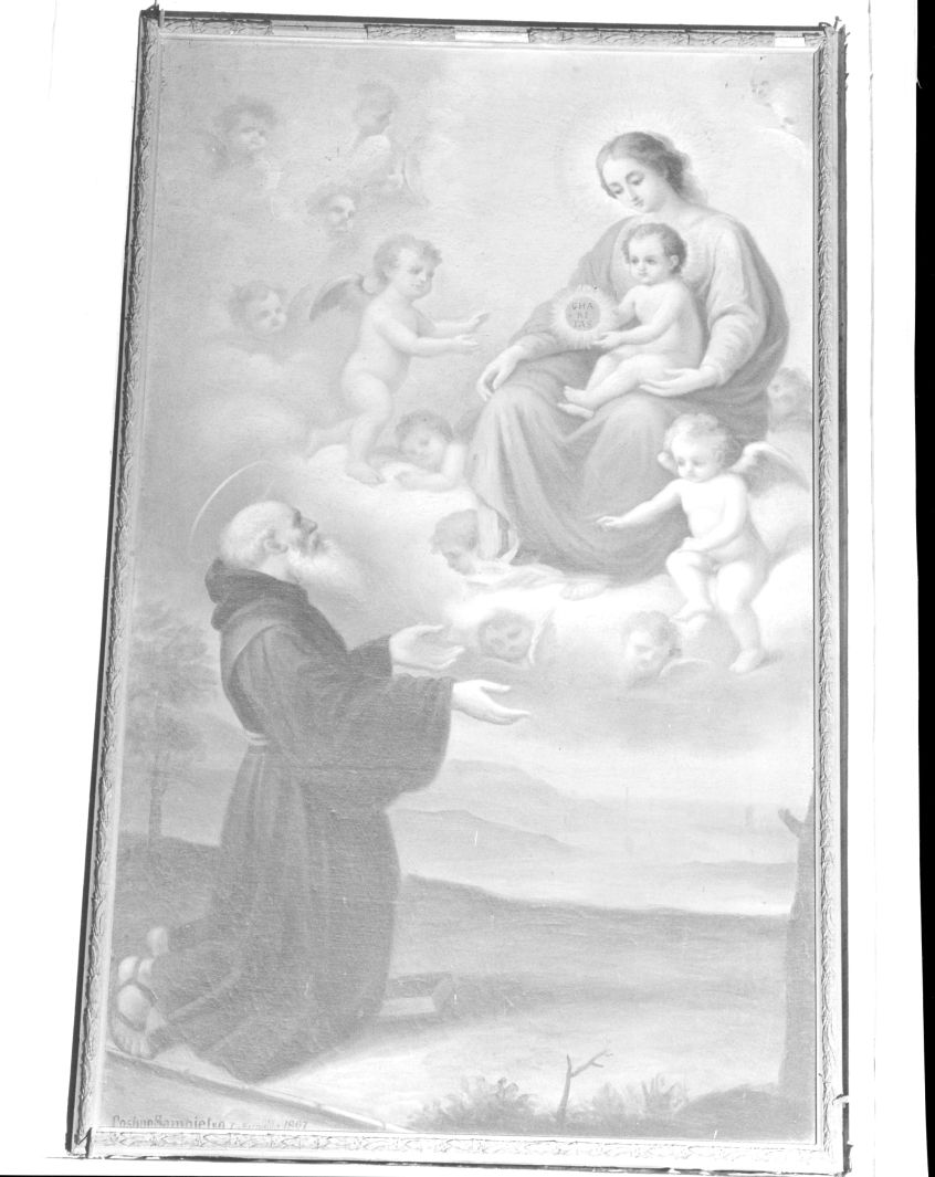 Madonna con Bambino e San Francesco di Paola (dipinto) di Sampietro Cosimo (sec. XIX)
