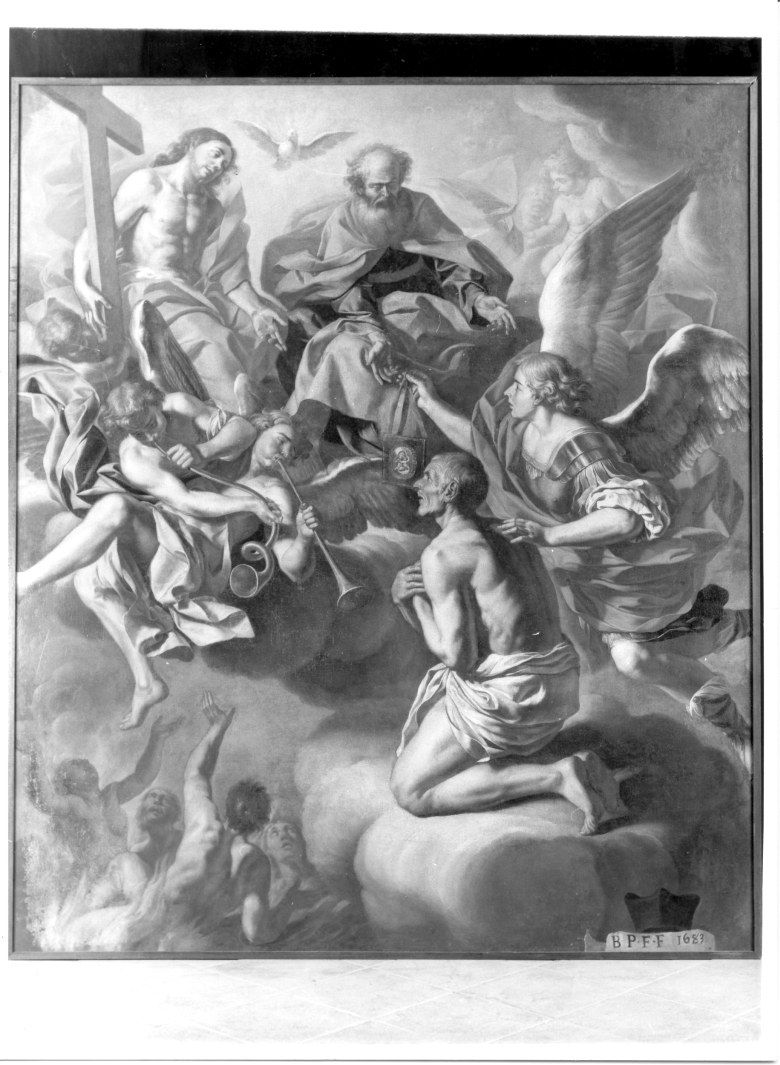 San Michele presenta un'anima del purgatorio alla Trinità (dipinto) di Solimena Angelo (sec. XVII)