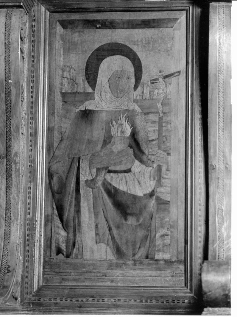 Santa Chiara (pannello di stallo di coro, elemento d'insieme) di Gallo Giovanni (sec. XVI)