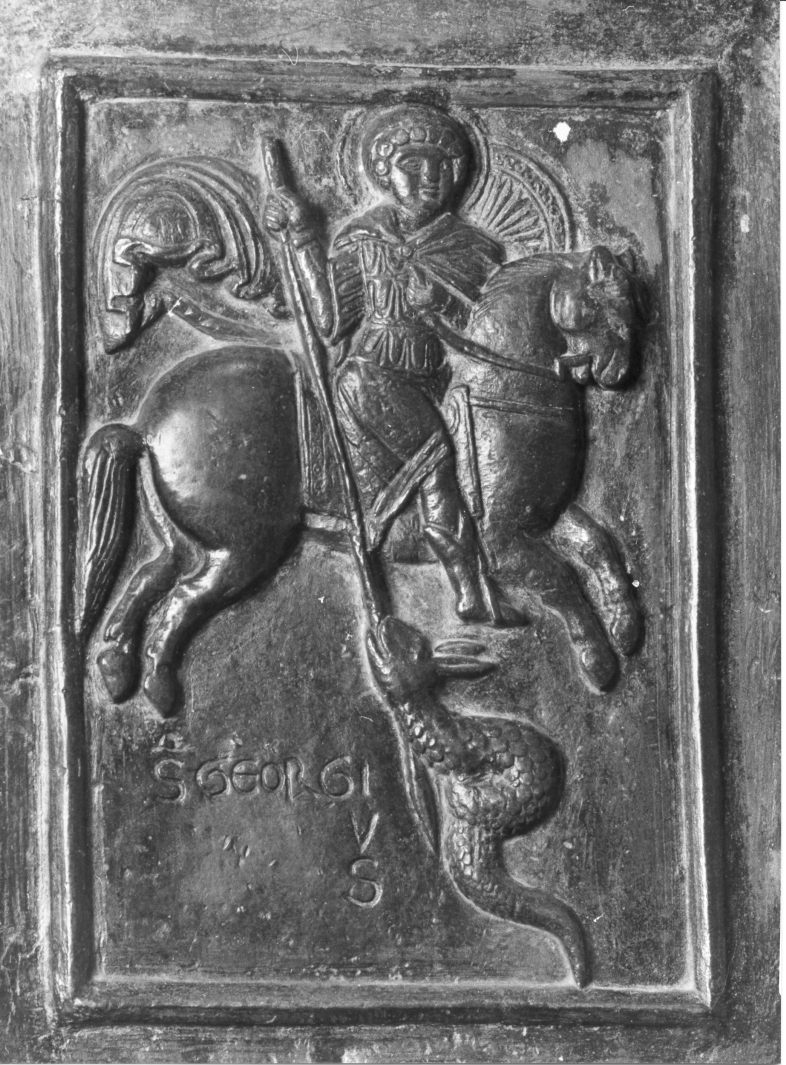 San Giorgio (formella, elemento d'insieme) di Barisano da Trani (sec. XII)