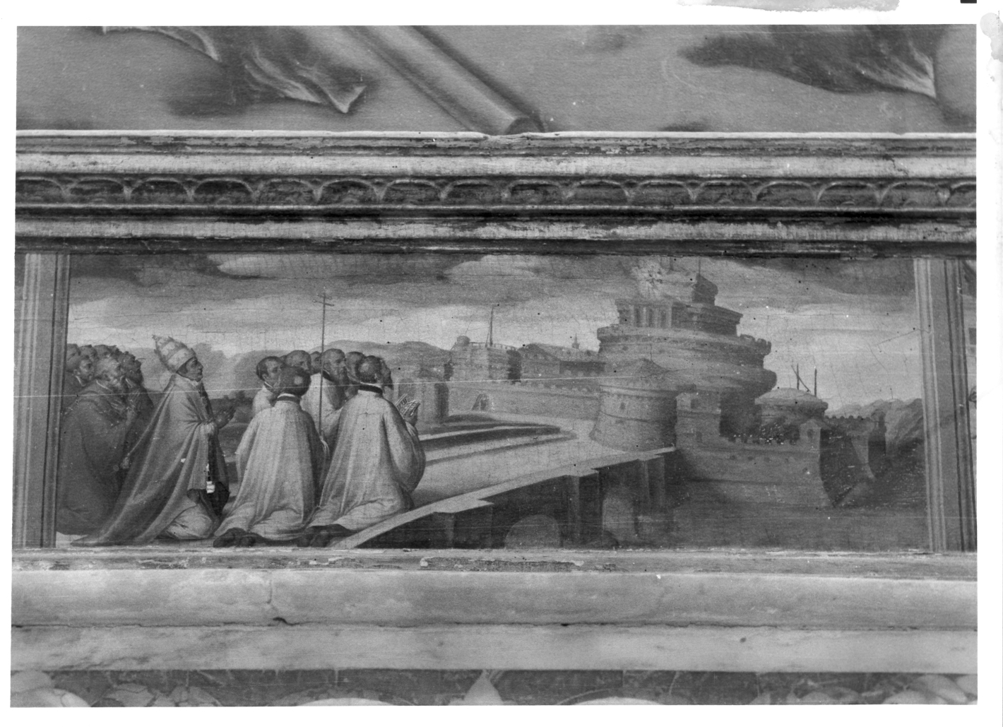 apparizione di San Michele Arcangelo sulla Mole Adriana (dipinto, elemento d'insieme) di D'Amato Giovannangelo (sec. XVI)