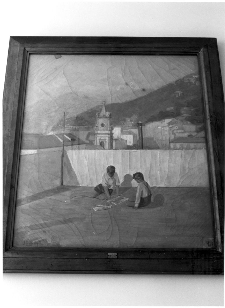 Sul terrazzo (dipinto) di Beraglia Casella Antonietta (sec. XX)
