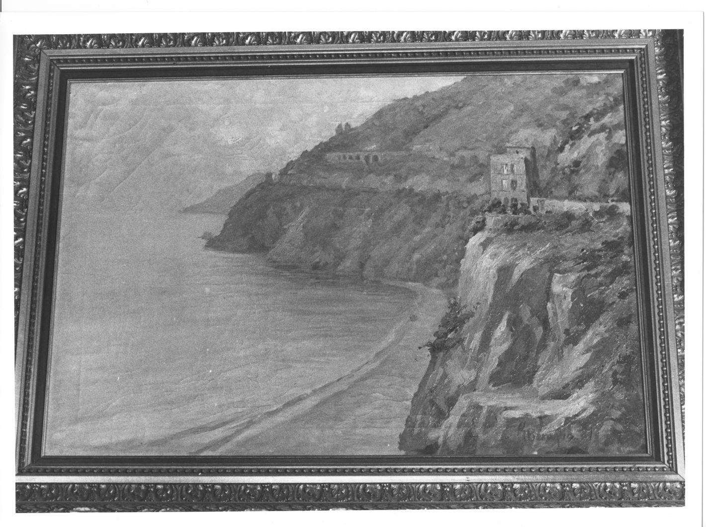Spiaggia verso Vietri, paesaggio marino (dipinto) di Beraglia Guglielmo (sec. XX)