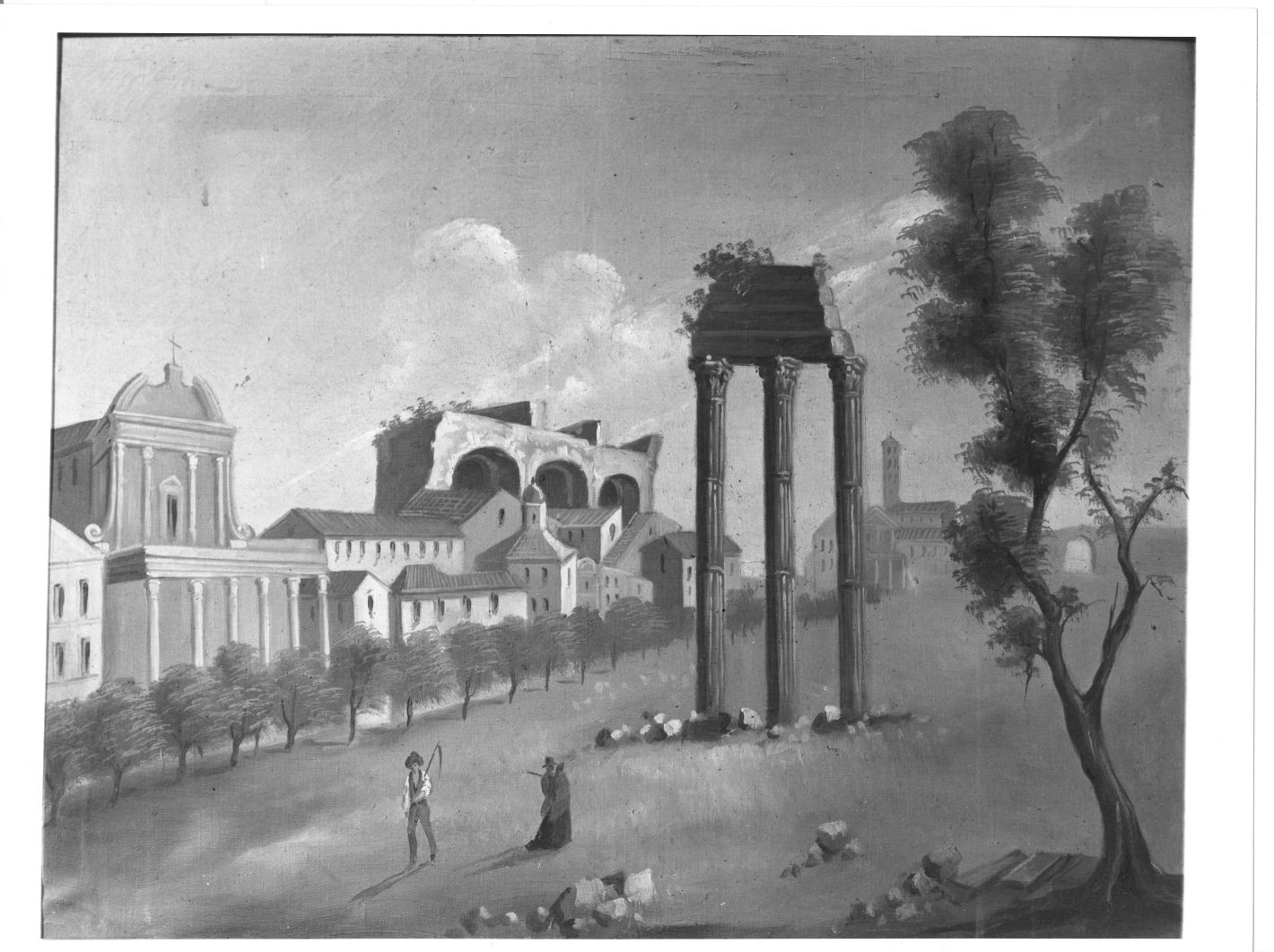 paesaggio con rovine (dipinto) - ambito Italia meridionale (sec. XIX)