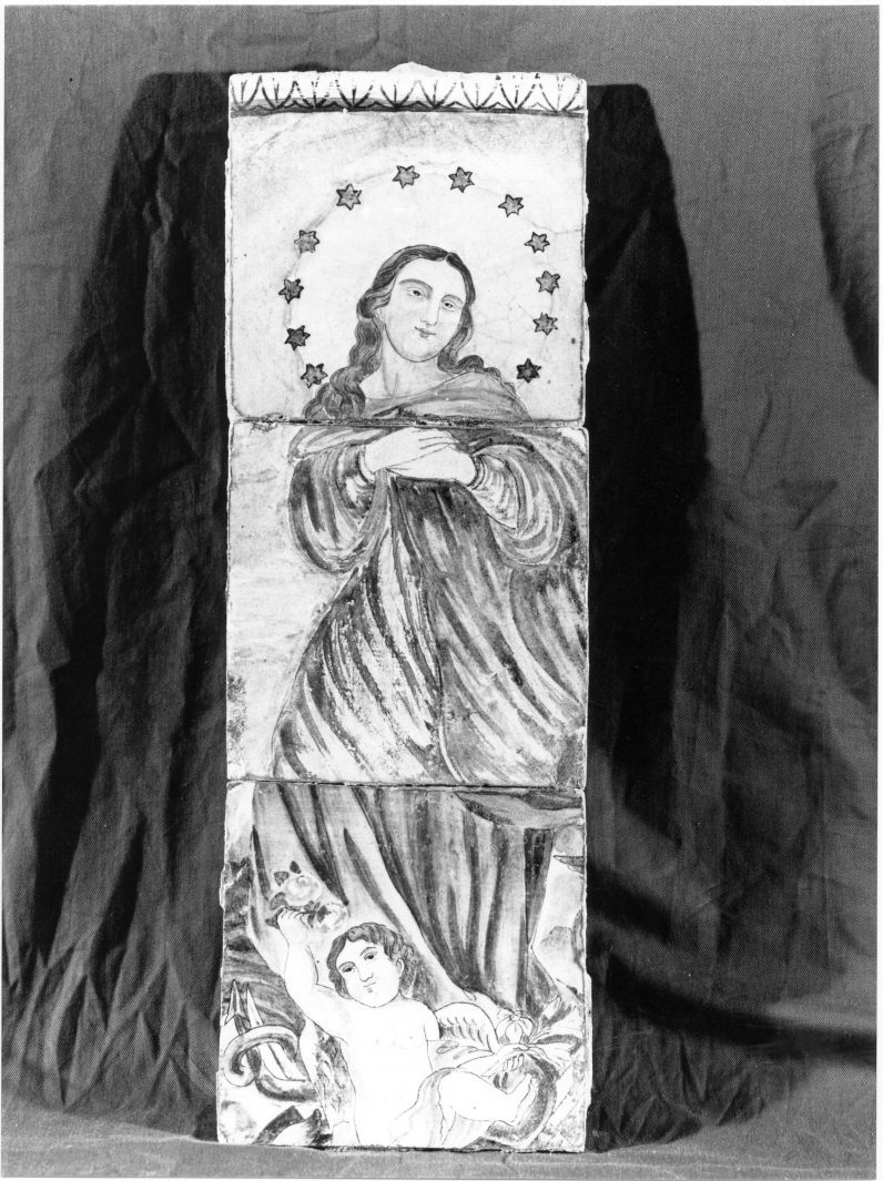 Madonna Immacolata (mattonella, frammento) - bottega campana (fine sec. XIX)