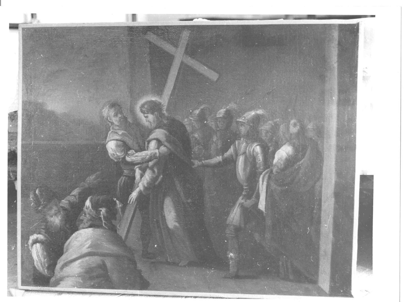 stazione V: Gesù aiutato da Simone il Cireneo a portare la croce (dipinto, ciclo) di Ricciardi Michele (cerchia) (inizio sec. XVIII)