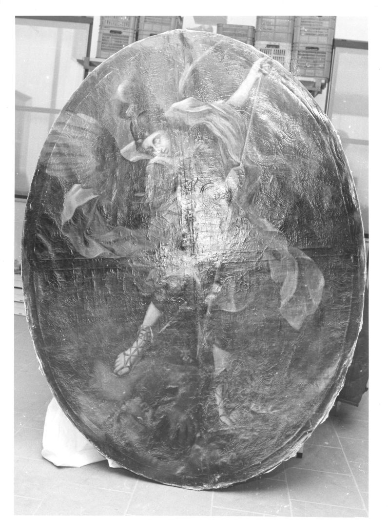 San Michele Arcangelo combatte Satana (dipinto, opera isolata) - ambito campano (fine/inizio secc. XVIII/ XIX)