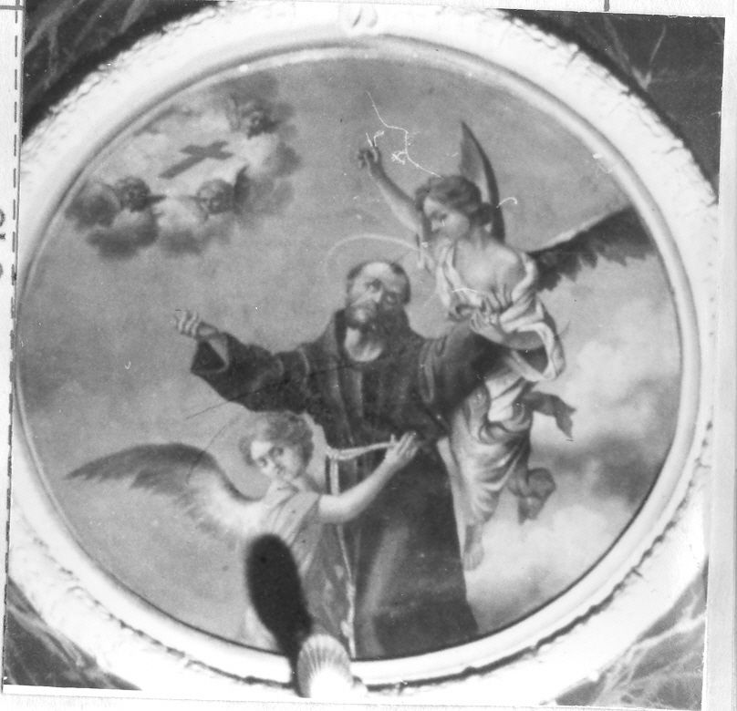 San Francesco d'Assisi sostenuto da due angeli dopo aver ricevuto le stimmate (dipinto) - ambito campano (sec. XIX)