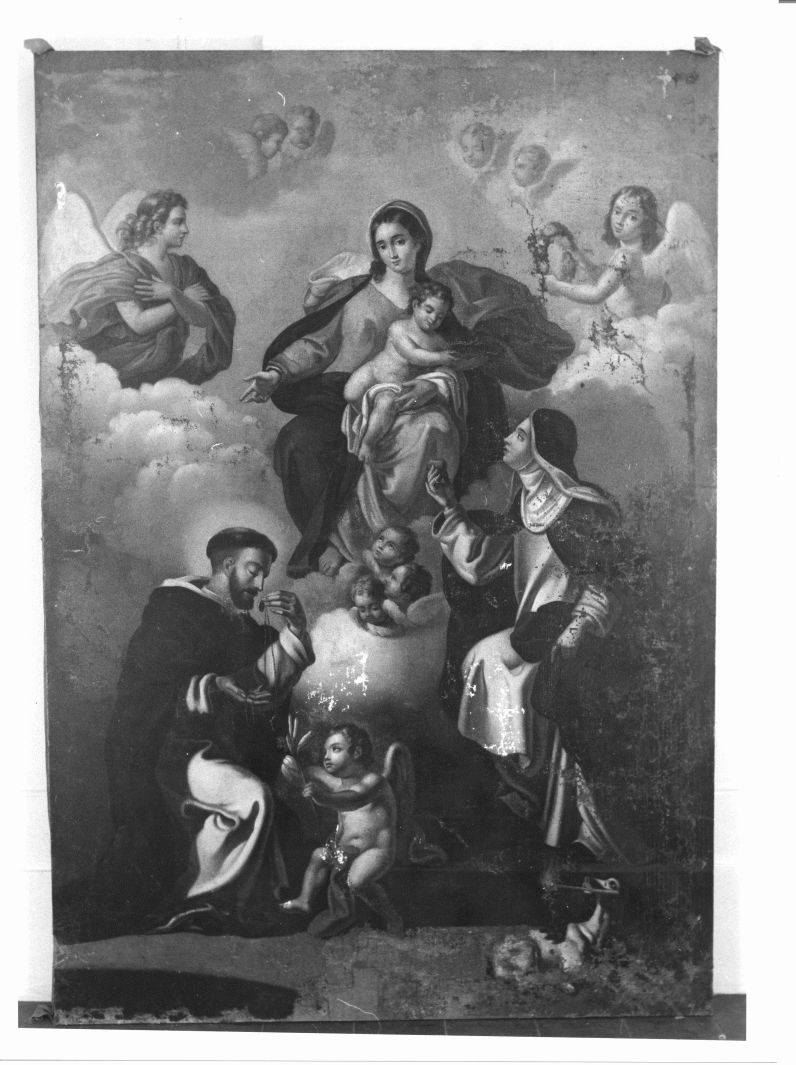 Madonna in gloria tra San Domenico e Santa Caterina da Siena (dipinto, opera isolata) - ambito campano (inizio sec. XIX)