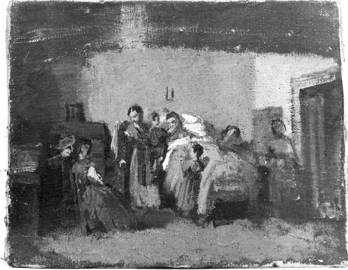 scena familiare (dipinto, opera isolata) di Lenzi Michele (attribuito) (seconda metà sec. XIX)